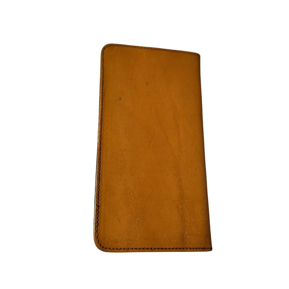 Nocona Mens Tan Leather Western Long Wallet Mexican Eagle Basketweave Bifold